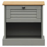 Comodino VIGO Grigio 42x35x42 cm in Legno Massello di Pino