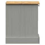 Comodino VIGO Grigio 42x35x42 cm in Legno Massello di Pino
