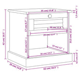 Comodino VIGO Grigio 42x35x42 cm in Legno Massello di Pino
