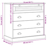 Cassettiera VIGO Bianca 80x40x76 cm in Legno Massello di Pino