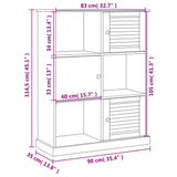 Libreria VIGO 90x35x114,5 cm in Legno Massello di Pino Bianco