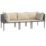 Set Divani da Giardino 3 pz con Cuscini in Polyrattan Grigio