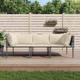 Set Divani da Giardino 3 pz con Cuscini in Polyrattan Grigio