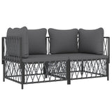 Set Salotto da Giardino 2 pz con Cuscini in Acciaio Antracite