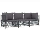 Set Salotto da Giardino 3 pz con Cuscini in Acciaio Antracite