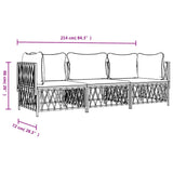 Set Salotto da Giardino 3 pz con Cuscini in Acciaio Antracite
