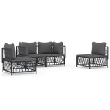 Set Salotto da Giardino 4 pz con Cuscini in Acciaio Antracite