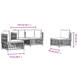 Set Salotto da Giardino 4 pz con Cuscini in Acciaio Antracite