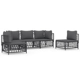 Set Salotto da Giardino 5 pz con Cuscini in Acciaio Antracite