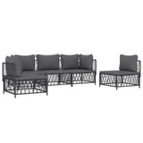 Set Salotto da Giardino 5 pz con Cuscini in Acciaio Antracite