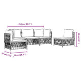 Set Salotto da Giardino 5 pz con Cuscini in Acciaio Antracite