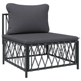 Set Salotto da Giardino 4 pz con Cuscini in Acciaio Antracite