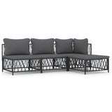 Set Salotto da Giardino 4 pz con Cuscini in Acciaio Antracite