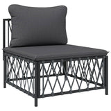Set Salotto da Giardino 4 pz con Cuscini in Acciaio Antracite