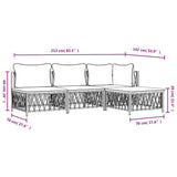 Set Salotto da Giardino 4 pz con Cuscini in Acciaio Antracite