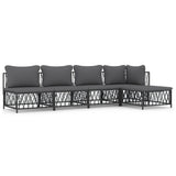 Set Salotto da Giardino 5 pz con Cuscini in Acciaio Antracite