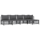 Set Salotto da Giardino 5 pz con Cuscini in Acciaio Antracite