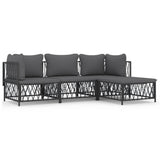 Set Salotto da Giardino 4 pz con Cuscini in Acciaio Antracite
