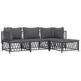 Set Salotto da Giardino 4 pz con Cuscini in Acciaio Antracite