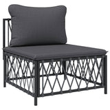 Set Salotto da Giardino 4 pz con Cuscini in Acciaio Antracite