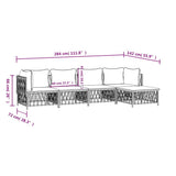 Set Salotto da Giardino 5 pz con Cuscini in Acciaio Antracite