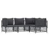 Set Salotto da Giardino 4 pz con Cuscini in Acciaio Antracite