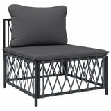 Set Salotto da Giardino 4 pz con Cuscini in Acciaio Antracite