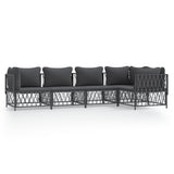 Set Salotto da Giardino 5 pz con Cuscini in Acciaio Antracite