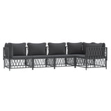 Set Salotto da Giardino 5 pz con Cuscini in Acciaio Antracite