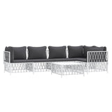 Set Salotto da Giardino 6 pz con Cuscini in Acciaio Bianco