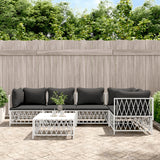Set Salotto da Giardino 6 pz con Cuscini in Acciaio Bianco