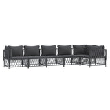 Set Salotto da Giardino 6 pz con Cuscini in Acciaio Antracite