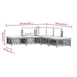 Set Salotto da Giardino 5 pz con Cuscini in Acciaio Antracite