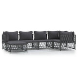 Set Salotto da Giardino 6 pz con Cuscini in Acciaio Antracite