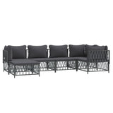 Set Salotto da Giardino 6 pz con Cuscini in Acciaio Antracite