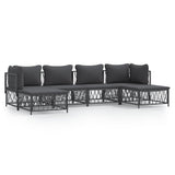 Set Salotto da Giardino 6 pz con Cuscini in Acciaio Antracite