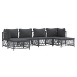 Set Salotto da Giardino 6 pz con Cuscini in Acciaio Antracite