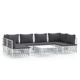 Set Salotto da Giardino 7 pz con Cuscini in Acciaio Bianco