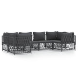 Set Salotto da Giardino 6 pz con Cuscini in Acciaio Antracite
