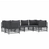Set Salotto da Giardino 6 pz con Cuscini in Acciaio Antracite