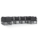 Set Divani da Giardino 7 pz con Cuscini Antracite in Acciaio