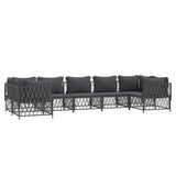 Set Divani da Giardino 7 pz con Cuscini Antracite in Acciaio