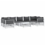 Set Salotto da Giardino 8 pz con Cuscini in Acciaio Bianco