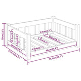 Letto per cani 75,5x55,5x28 cm in legno massello di pino