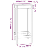 Tavolo da Bar Bianco 50x50x110 cm in Legno Massello di Pino