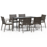 Set Pranzo da Giardino 7 pz con Cuscini in Polyrattan e Acciaio