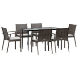 Set Pranzo da Giardino 7 pz con Cuscini in Polyrattan e Acciaio