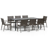 Set Pranzo da Giardino 9 pz con Cuscini in Polyrattan e Acciaio