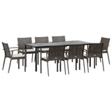 Set Pranzo da Giardino 9 pz con Cuscini in Polyrattan e Acciaio