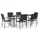 Set da Pranzo da Giardino 7 pz in Polyrattan e Acciaio